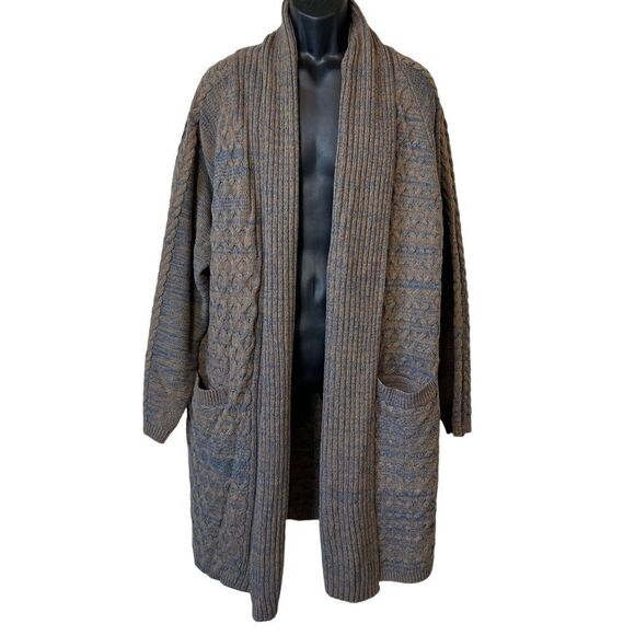 COOFANDY Mens Long Ruffle Knit Shawl Collar Cardigan Sweater - Picture 1 of 12